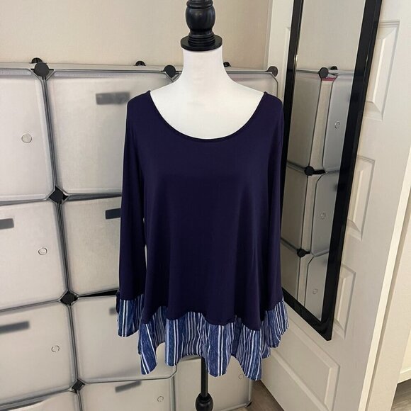 One World Tunic Top - Navy Blue Oversized Size XL - NWT - Picture 1 of 9